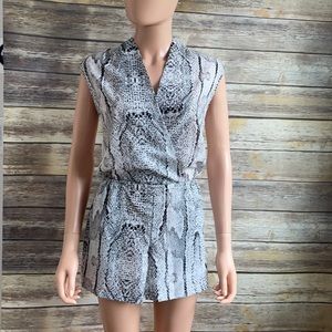Lucy Paris White & Black Snakeskin Print Romper NWT